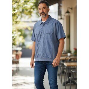 KING SIZE Blue Short Sleeve Banded Bottom Polo Top Big Mens 3XLT